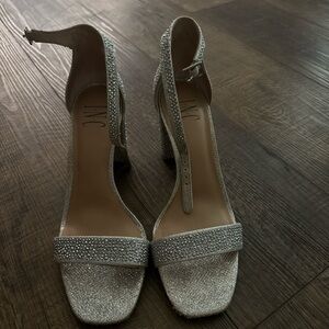 INC International Concepts Glittering Silver Heels